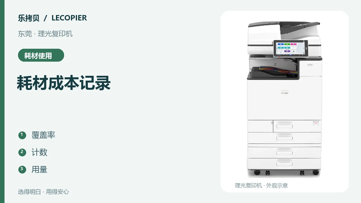 耗材成本记录主题图，设备图片仅作外观示意。